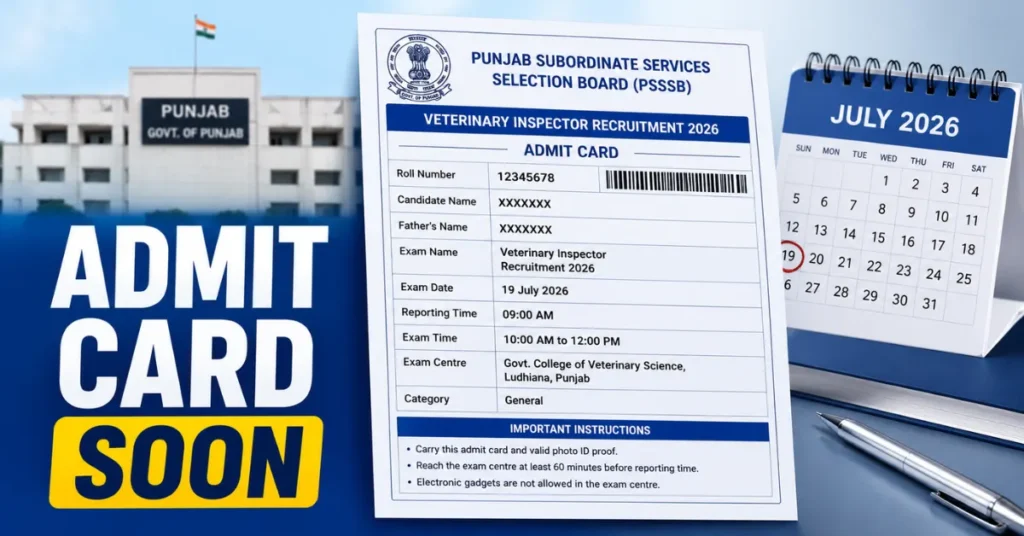 PSSSB Veterinary Inspector Admit Card 2026