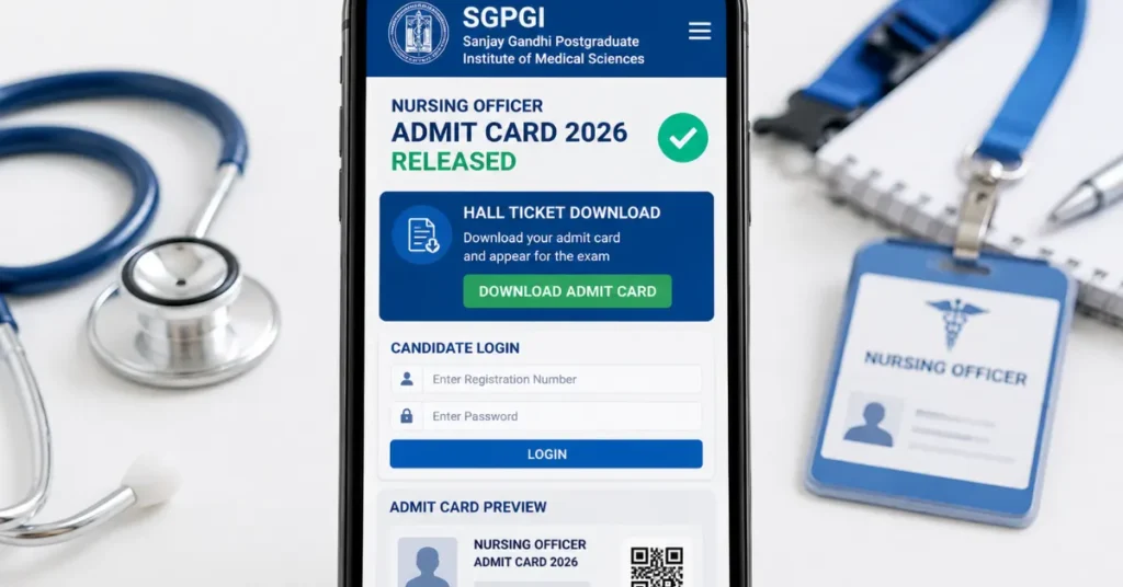 SGPGI Nursing Officer Admit Card 2026